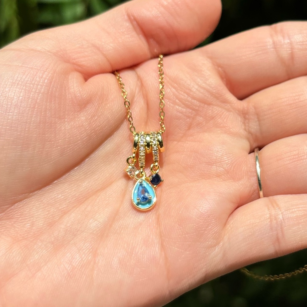 18K Gold Plated Moroccan Style Diamond Charm Necklace - Picture 3 of 6